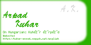 arpad kuhar business card